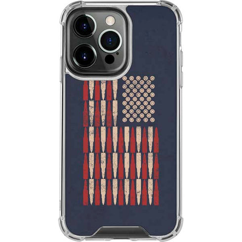 Blue Bullet American Flag iPhone 15 Pro Clear Case